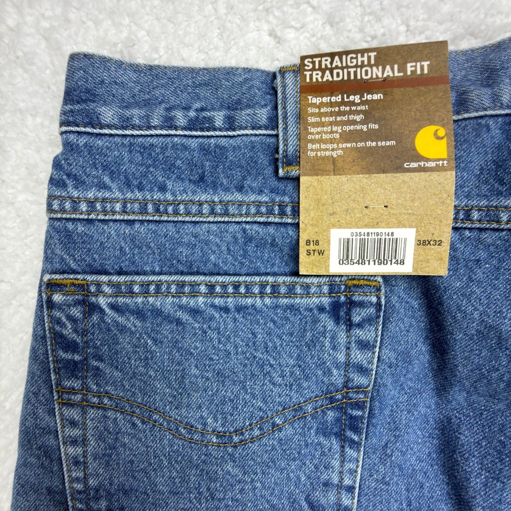 Carhartt Straight Traditional Fit‎ Tapered Leg Jeans Mens 38x32 B18 STW NWT NOS